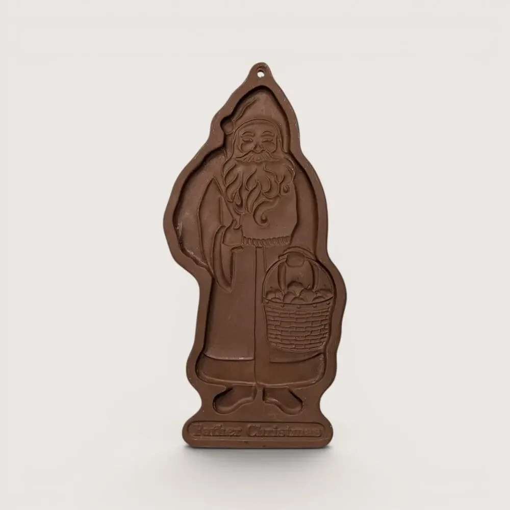 1990 Longaberger Pottery Father Christmas Terracotta Cookie Mold